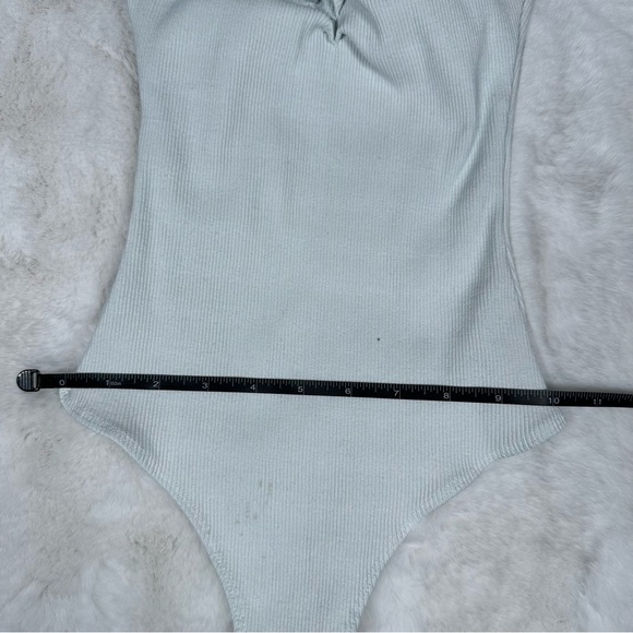 Fashion Nova White Ribbed Ruched Bodysuit - Picture 7 of 9